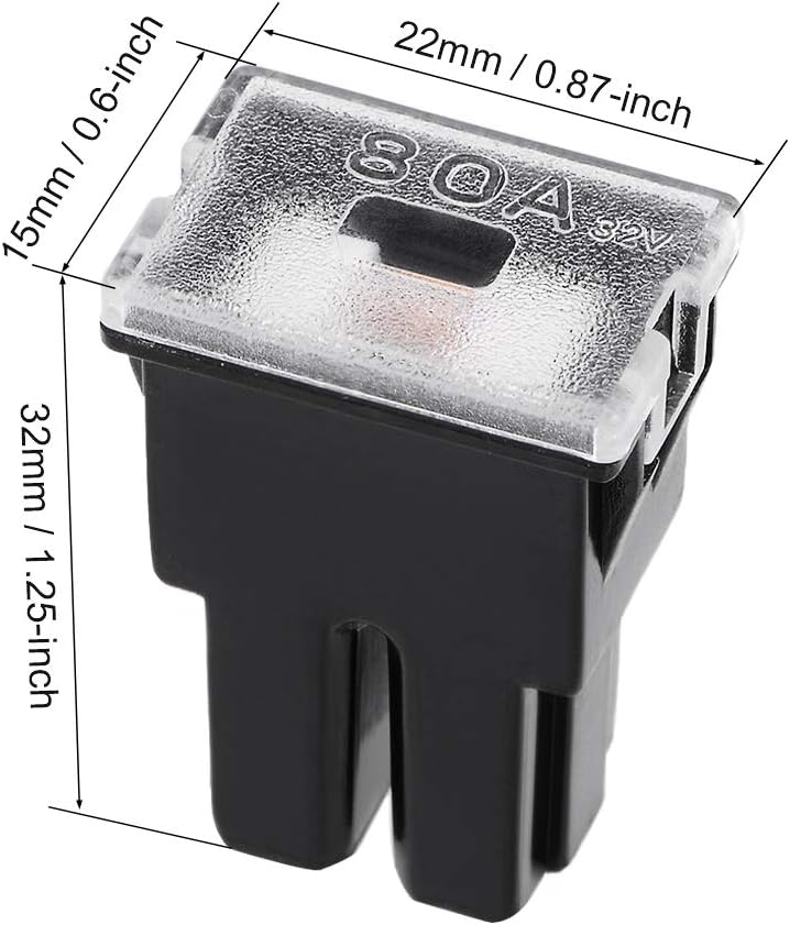 sourcing map Automotive Cartridge Inner Plug Fuse 32V 80A Female Terminal J Case Box for Car Truck 2pcs, 80A 2pcs - Image 3