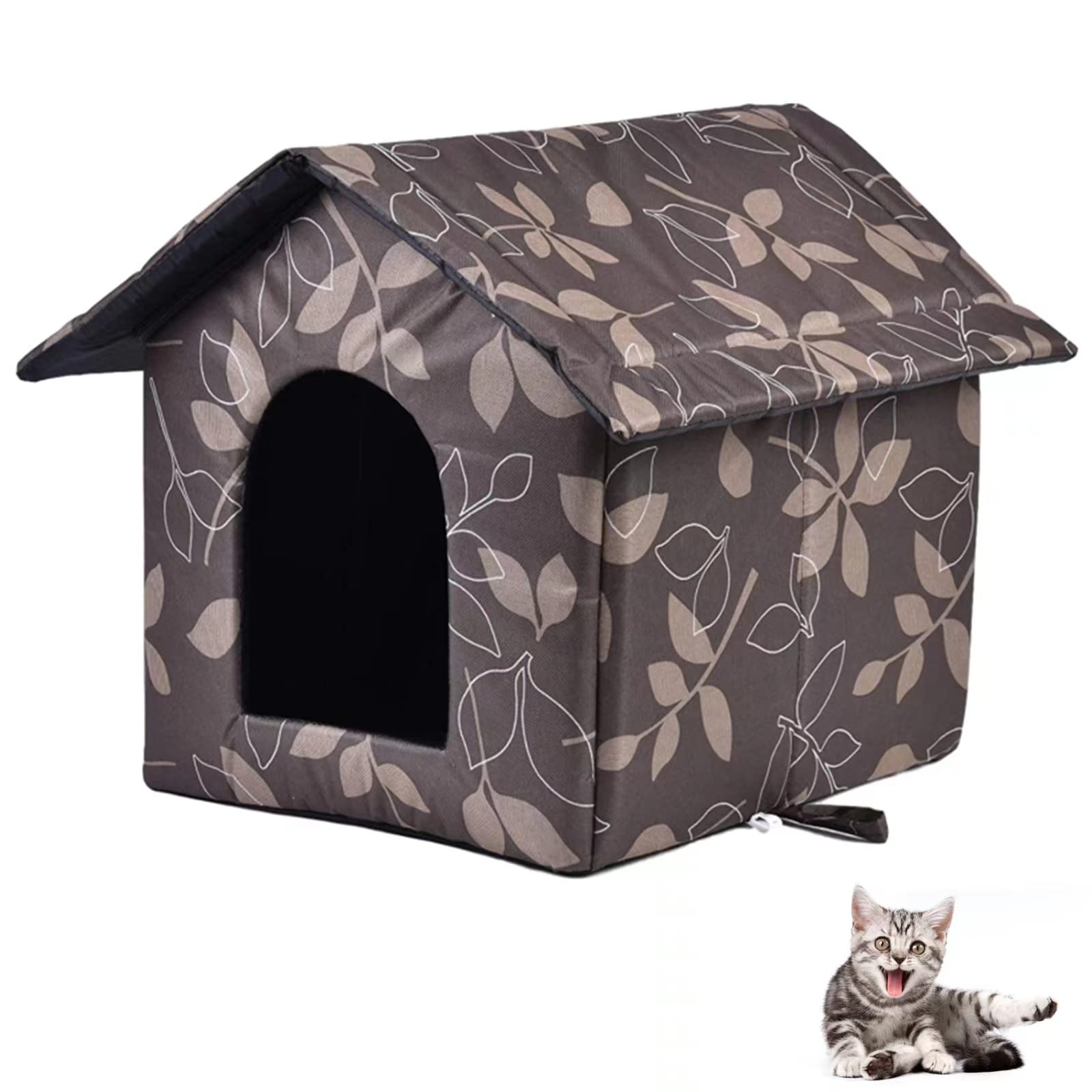 MUYYIKA Waterproof Cat House for Outdoors Dog Pets House, Winter Resistant Foldable Winter Warm Oxford Cat Shelter Cat Kennel Pet House for Outdoor Feral Cat Dog