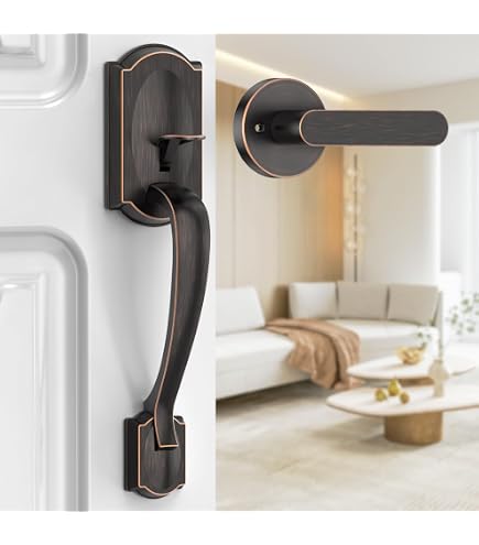Copper Creek FZ2610XML-TB Craftsman Front Entrance Handleset in