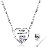 Heart Urn Necklaces for Ashes Birthstone Ashes Necklace Always in My Heart Cremation Jewelry Keepsake Memorial Necklace