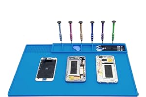 Hengtianmei Heat Insulation Silicone Repair Mat with Scale Ruler and Screw Position for Soldering Iron, Phone and Computer Repair Size: 17 x 12 Inches (H-202)
