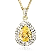 Valentine's Day Gift for Wife/Her-18K Gold Plated Teardrop Birthstone Necklace- with Light-Up Gift Box,Jewelry for Women,Anniversary Birthday Gifts for Women Her Wife Girlfriend Mom,Womens Jewelry