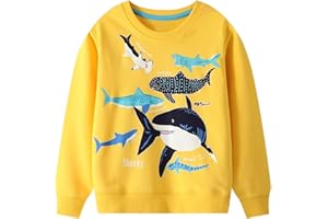 YAGATA Toddler Sweatshirt Boys Long Sleeve Shirts Casual Kids Cotton Graphic Fall Winter Pullover Tee Tops Blouse
