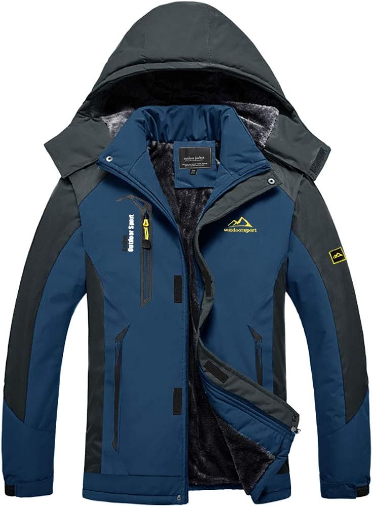 BIYLACLESEN Men's Winter Coats Fleece Lined Ski Jacket Warm Windbreaker Parka: Clothing
