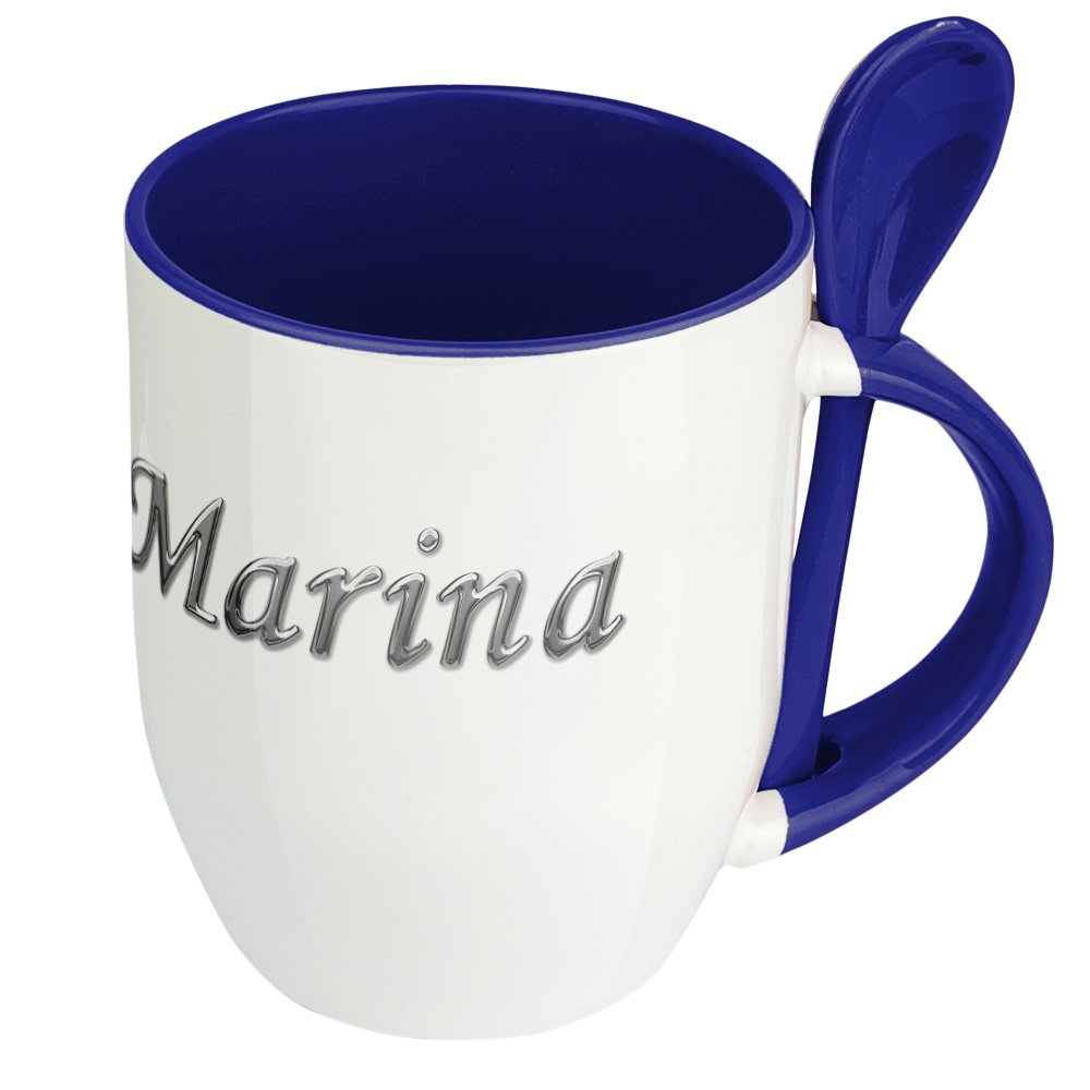 Namenstasse Diana – Mit Löffel Im Henkel, Rot, 330 Ml | Personalisierte Keramik-Tasse Für Kaffee & Tee