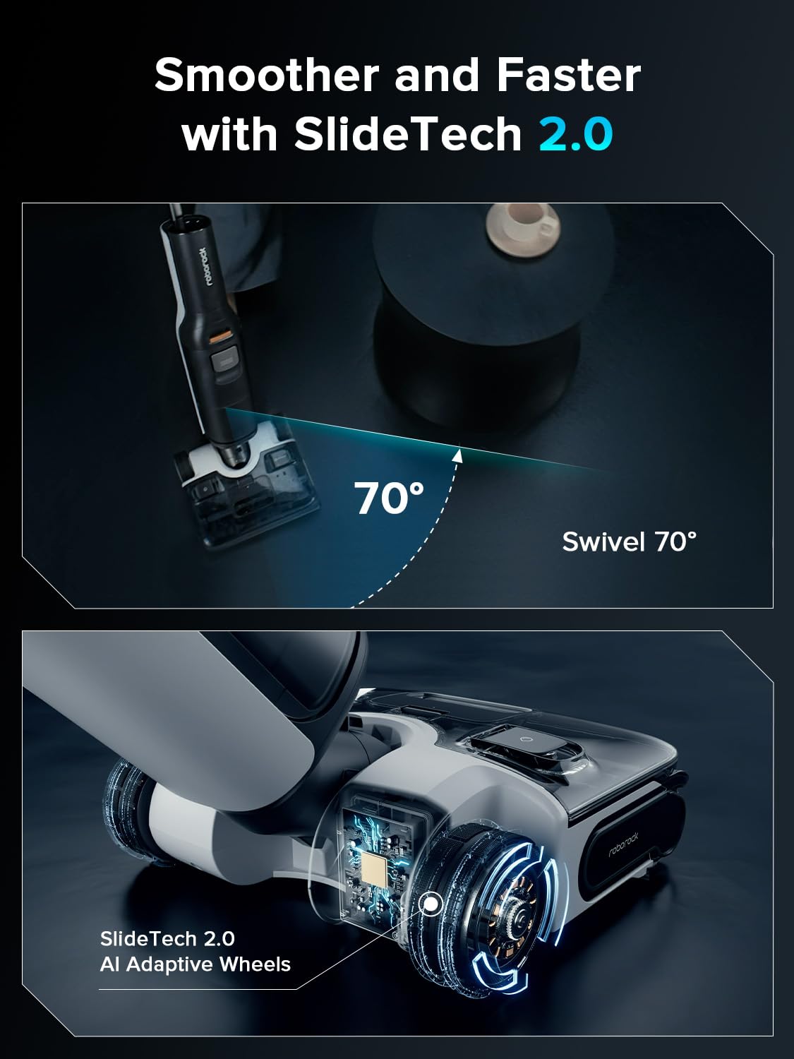 roborock F25 ACE Aspiradora en Seco Húmedo, Trapeador Aspirador Inalámbrico Todo en Uno para Pisos Duros, Limpiador de Pisos de Madera Dura 20000Pa con Cero Enredos, Trapeador Eléctrico de Secado por Aire Caliente de 194°F, 180° Acostado, WiFi