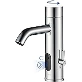 TUSEE Manual and Automatic Faucet, Touchless Bathroom Faucet with One Temperature Control Rod, Chrome, TS-5303C