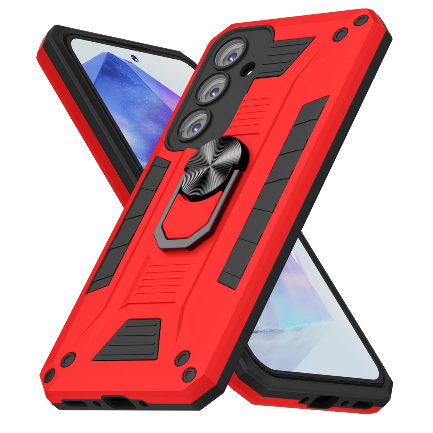 oakxco for Samsung Galaxy A35 5G Case with Magnetic Ring Stand Holder, Rugged Grip Military-Grade Camera Protection Phone Case with Kickstand, Heavy Duty Hard Shell Cover for Men Women, Red
