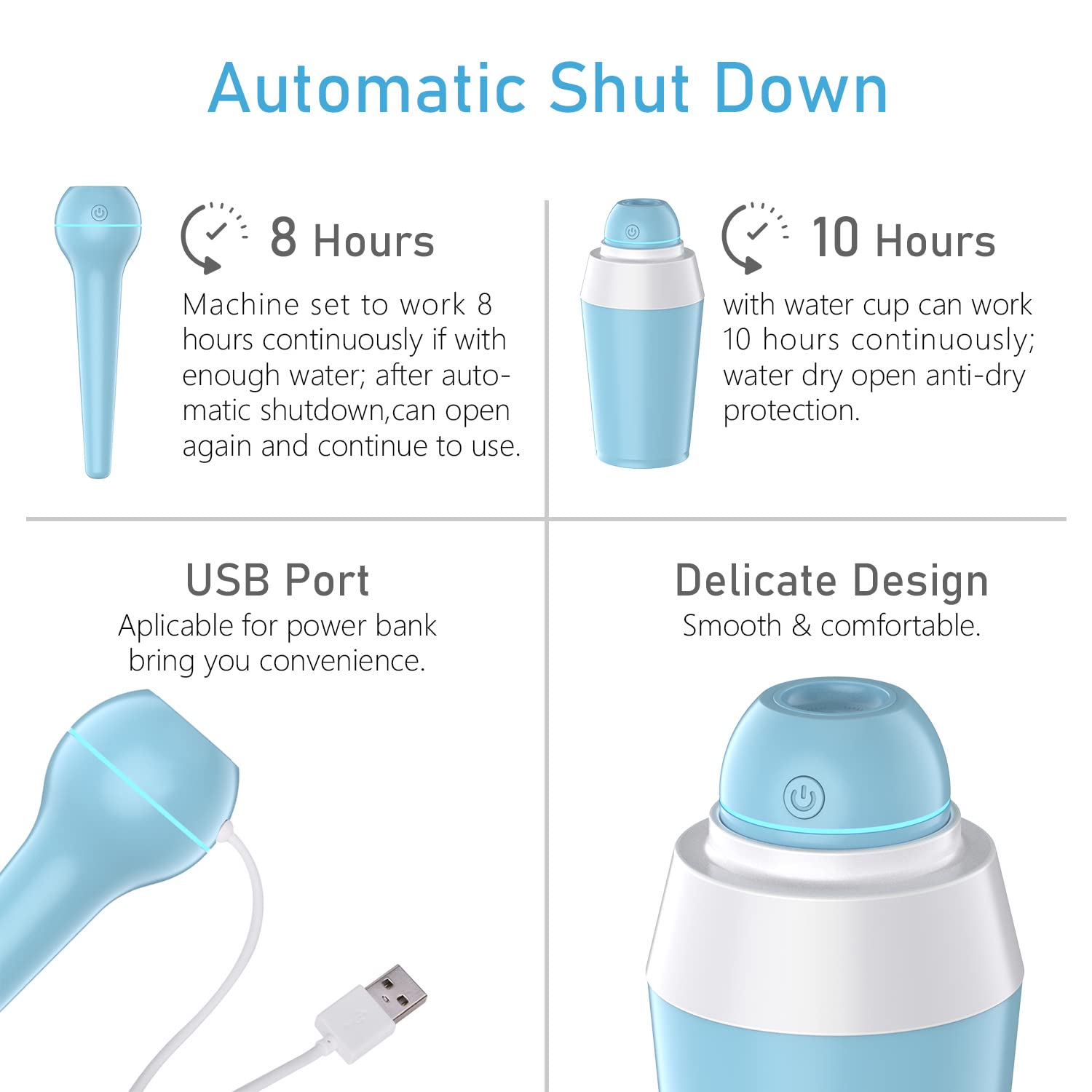 Portable Mini Humidifier USB Cool Mist Ultrasonic Humidifier with Water Bottle Premium Humidifying Unit with Whisper-Quiet Operation Automatic Shut-Off Multi Use for Travel Home Office Bedroom