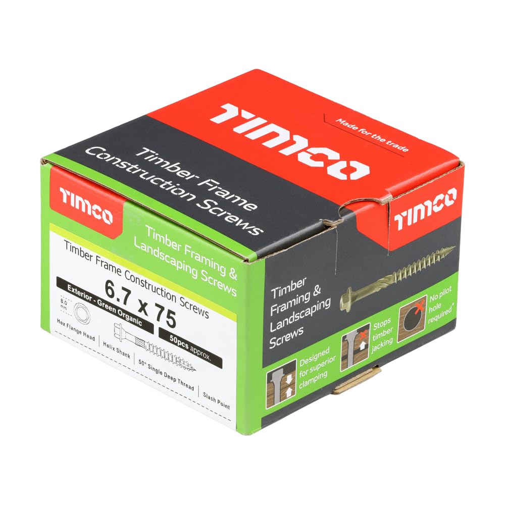 TIMCO Timber Screw – Hex Head – Exterior Green – 6.7 x 75 - Box of 50 — image 1