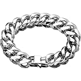 Hip Hop Mens Choker Stainless Steel Miami Chain Curb Cuban Link Rapper Necklace Jewelry with Tail