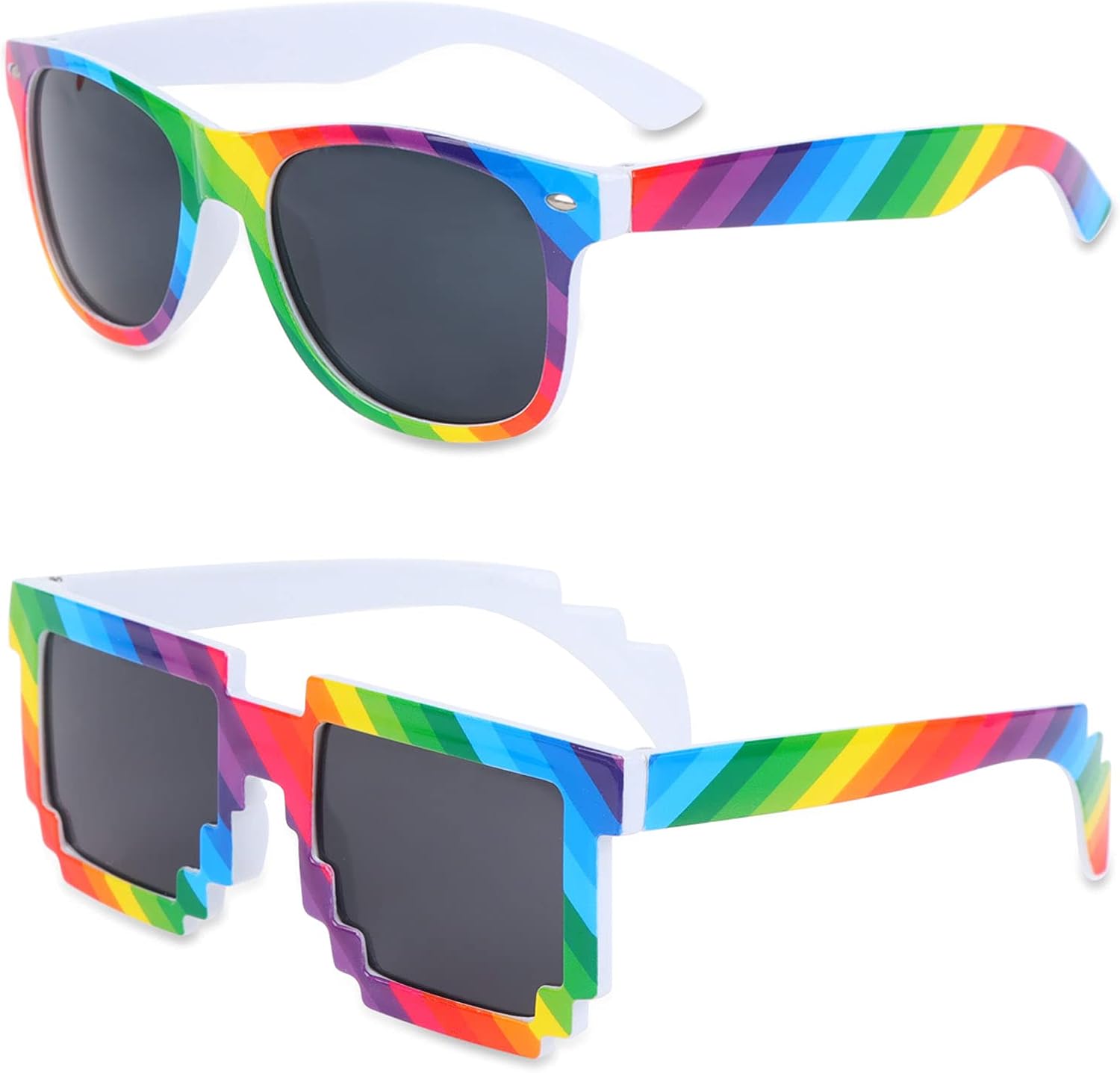 2 PCS Rainbow Sunglasses Men Women Unisex Classic Trendy Sunglasses