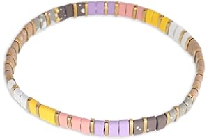 Sonateomber Tila Flat Beaded Stretch Bracelets for Women Colorful Beads Stack Bracelet
