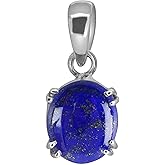 LMDPRAJAPATIS Lapise lapis lazuli Certfied Necklace - precious Oval Shape Stone Pendant 8.55 Carat ( 9.25 Ratti ) Pure 925 Sterling Silver Pendant