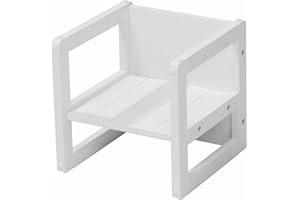 Roba: Country-Farmhouse Chair: White Wood - Chic Children’s Chair, Adjustable Seat Height, Converts Into A Table, Toddler & Kids, Ages 2+