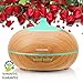 Ominihome Essential Oil Diffuser 300ml Cool Mist Humidifier Ultrasonic Aroma Diffuser, Waterless Auto Off, Wood Grain, Brightness Adujstable, Birthday Gift (Shallow Wood Grain)