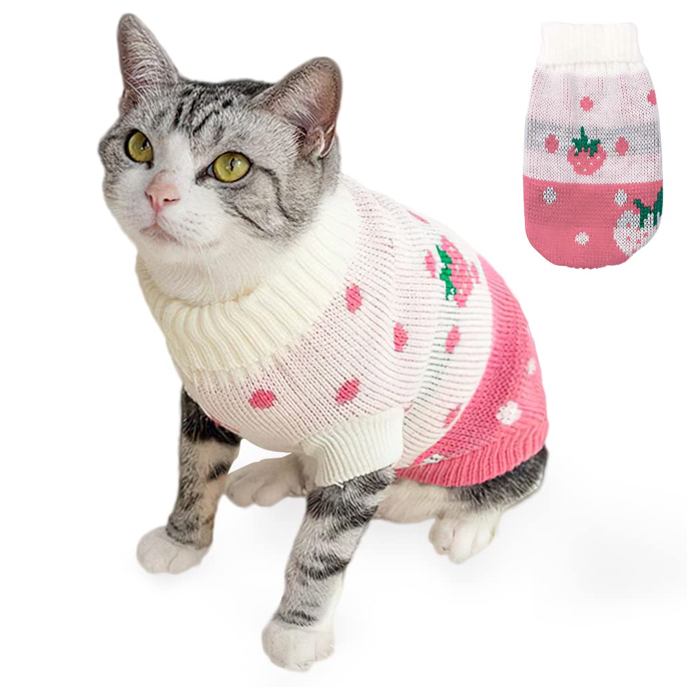 Hillylolly Cat Sweater for Pets Winter Pet Cat Costume Jumper for Cats, Warm Pet Winter Clothes Outfits for Cats, Pets, Cable Knit Cat Sweater for Cats (XL)