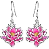 Flower Earrings 925 Sterling Silver Floral Dangle Earrings Flower Jewelry Gift for Women