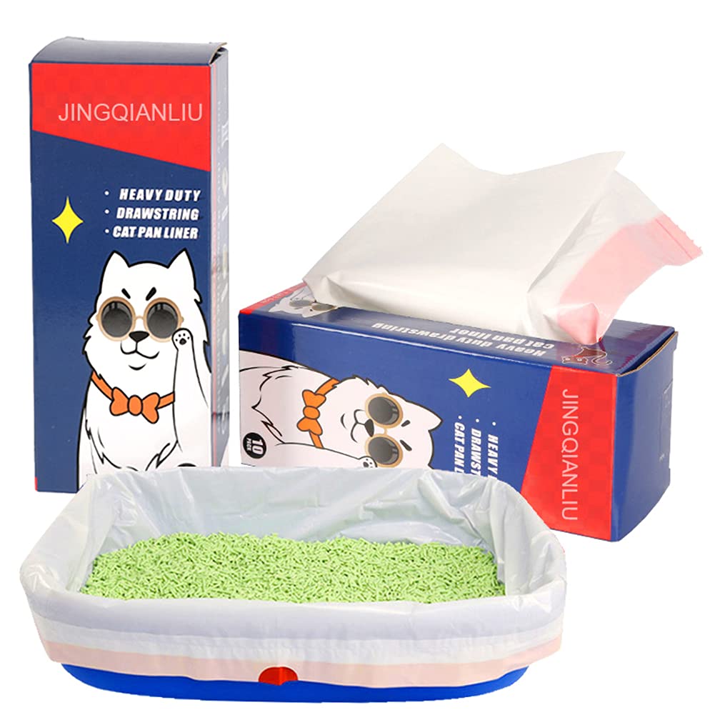 Durable Cat Litter Box Liners with Drawstrings, Big Size Cat Litter Pan Bags Toy Storage Bag, for Medium and Large Litter Box,Heavy Duty,Strong,Tear Resistantr (91.4×45.7cm, 10 Pieces)