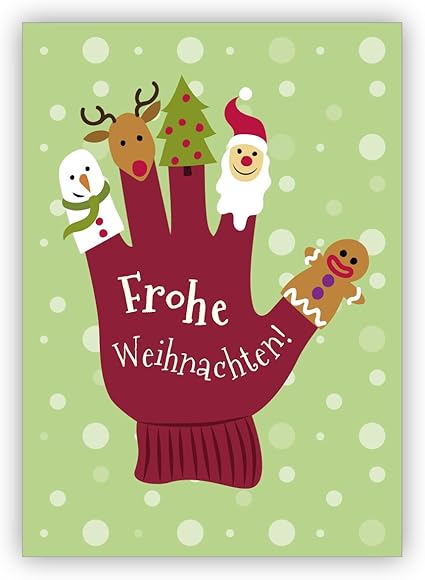 5er Biglietti Di Natale Set Divertente Di Salute Con Guanto E Marionette Da Dito Buon Natale Ideale Per Le Aziende Di Auguri Di Natale An Aziendale Dipendenti Aziende Amazon It Cancelleria E