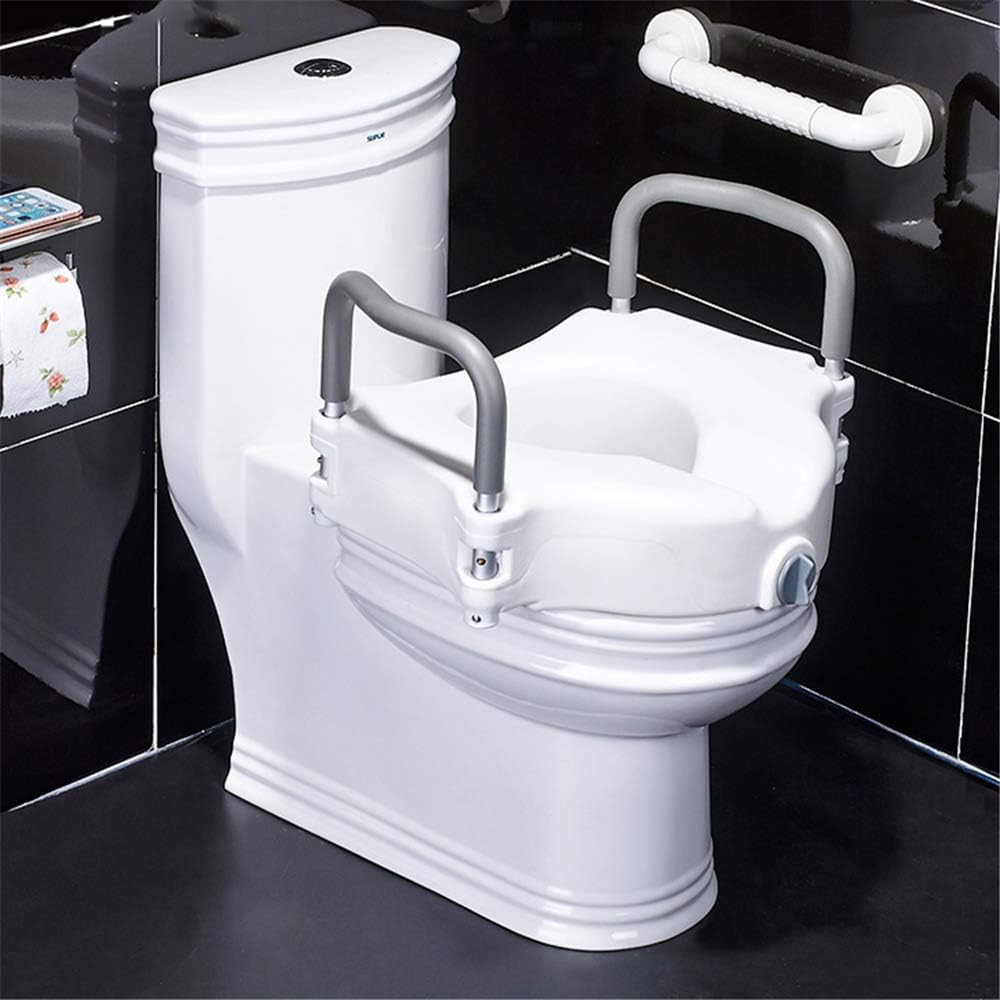 Elevated Plastic Toilet Seat, Raised Toilet Seat with Handles, Ergonomic Design, Durable and Easy to Use - for The Elderly, The Disabled, Pregnant Women: Home & Kitchen
