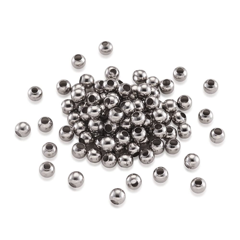 Craftdady 1000pcs 4mm Metal Spacer Beads 304 Stainless Steel Round Rondelle Bulk Beads for Bracelet Necklace Jewellery Making Crafting with 1.5mm Hole