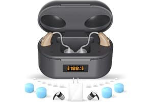 Auyeesnc BTE Hearing Aids,Rechargeable Hearing Amplifier with Noise Cancelling Adjustable Volume Control,One Pair Hearing Ass
