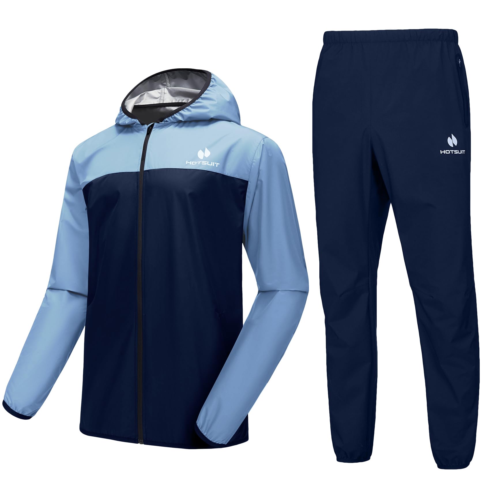 HOTSUIT Sauna Suit for Men Weight Loss Sweat Suits Gym Workout Exercise Sauna Jacket Pant Full Body, Light Blue, 5XL Image