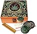 Leaf Design - Large size Sacred Geometry Stash Box with Latch, Grinder & Pop Top Glass Jar Package & Free Accessories Item# LBCS020818-1