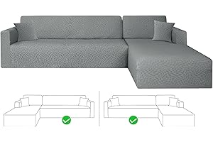 ZNSAYOTX Sectional Couch Covers, 2024 Fashion Stretch Slipcovers with Elastic Bottom for L Shape Sectional Sofa, 2 Pcs Pet Friendly Modular Sofa Protector (3 Seat Chaise + 3 Seat Sofa, Light Grey)