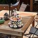 3 Tier Black Slate Tea Party Server with 4 sets of Glasses, Ceramic Bowls & Appetizer Spoon Dish, Cupcake Dessert Stand