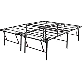 Amazon Basics Foldable Metal Platform Bed Frame with Storage, Sturdy Steel, No Box Spring Needed, 18 Inches High, Tool-Free Easy Assembly, Noise-Free, Queen Size, Black