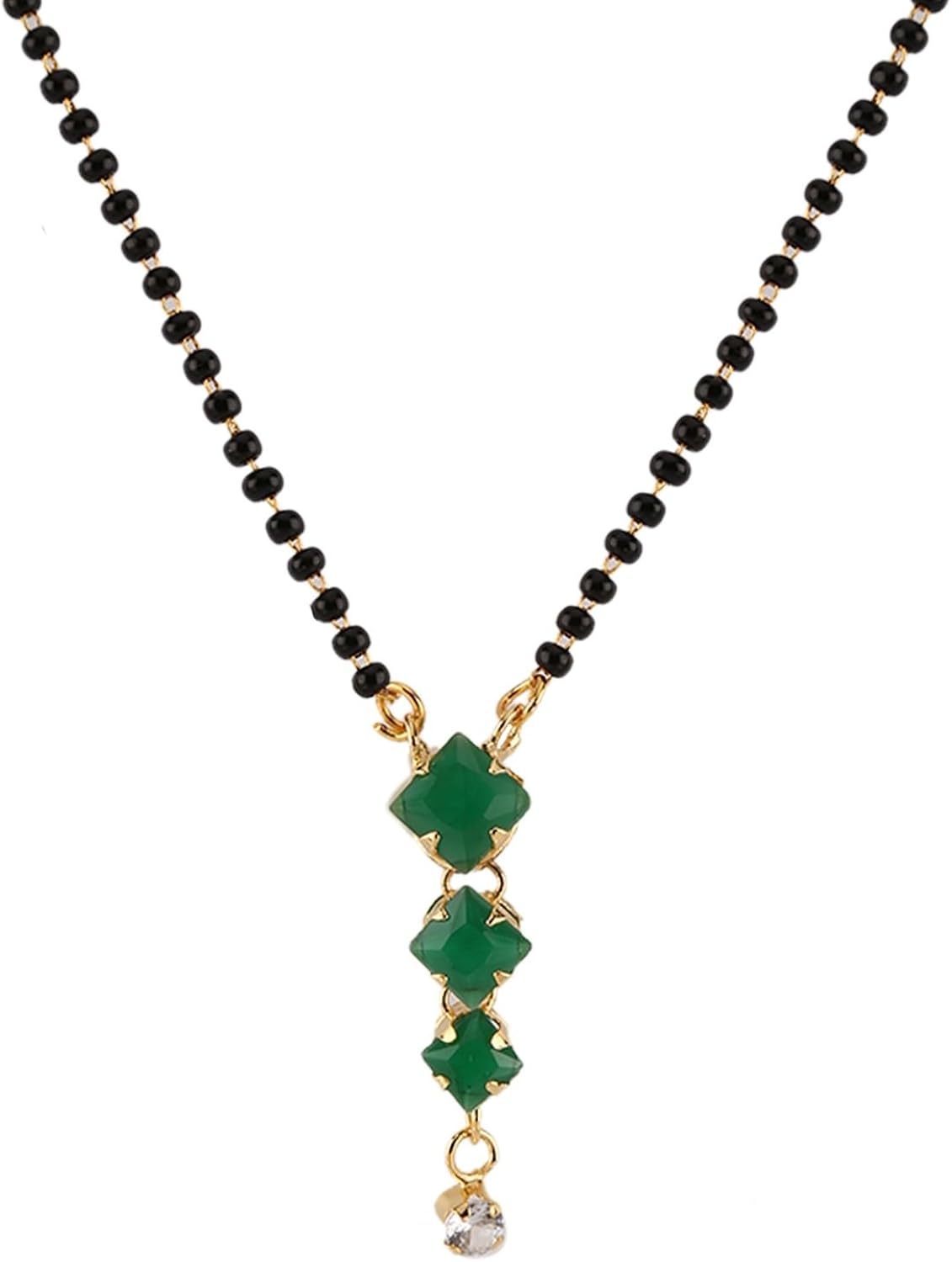 Efulgenz Indian Bollywood Traditional Gold Plated American Diamond CZ Mangalsutra Pendant Necklace Jewelry for Women