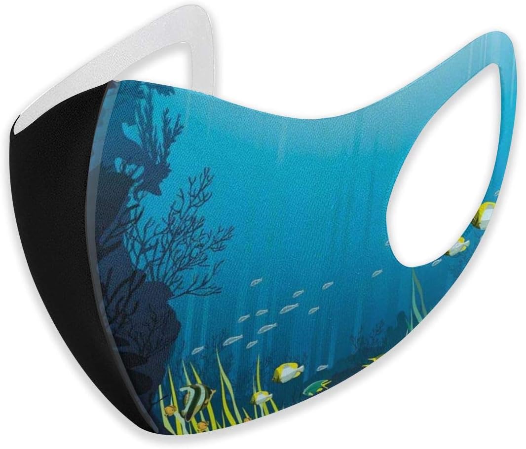 Dust mask Topical Underwater Cave Fishes Swimming Marine Coral Reefs Exotic Aquatic Beauty Imageunisex mouth masks