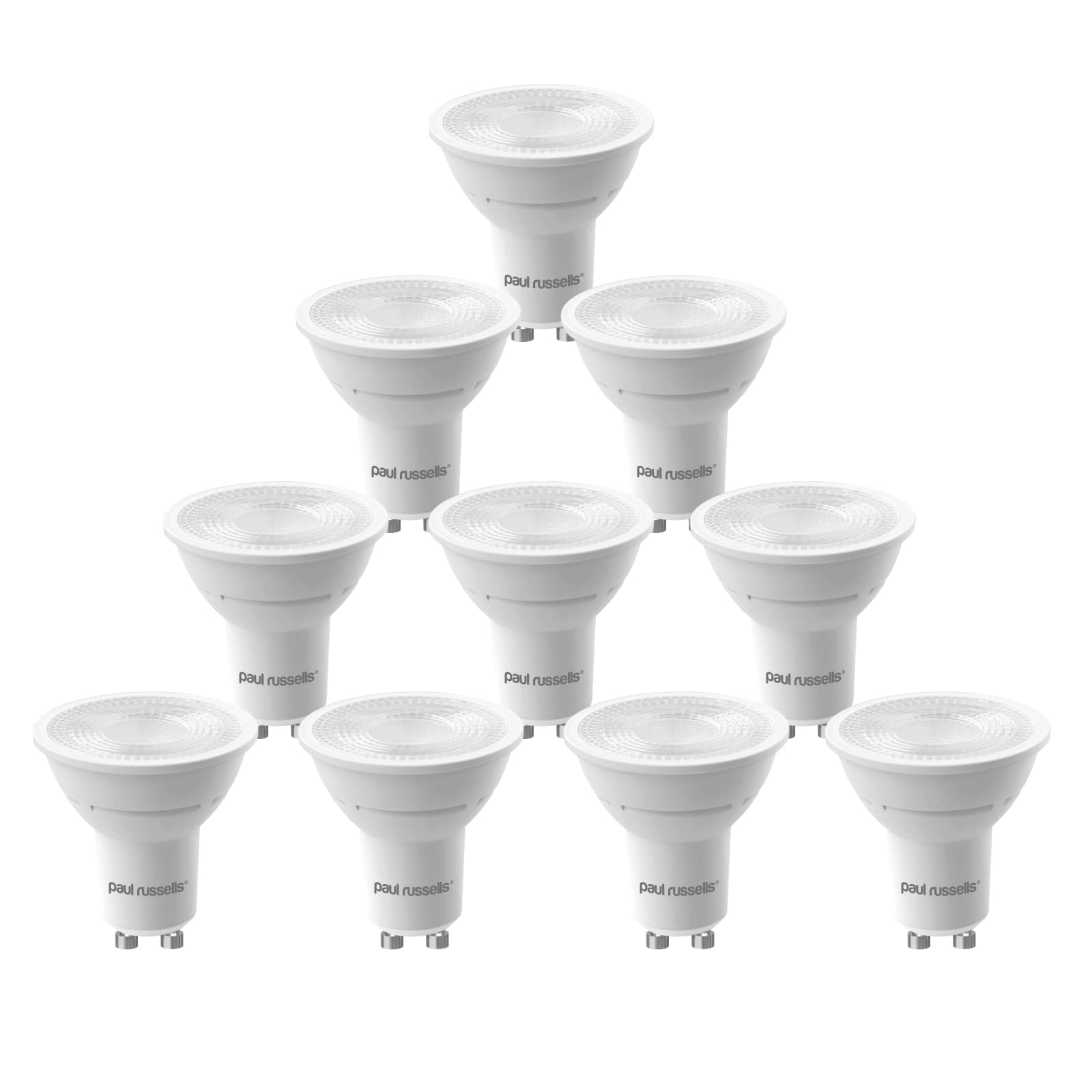 paul russells LED GU10 – Dimmable Fittings Spot Lightbulbs, 4.5W 345 Lumens LED Bulbs, 50w Equivalent, 2700K Warm White, 38° Degree Dimmer Energy Saving Ceiling Spotlights, 10 Pack — image 1