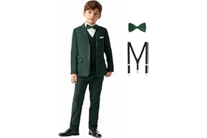 Saruit Boys Formal Dress Suits 5 Piece Slim Fit Dresswear Suit Set with Kids