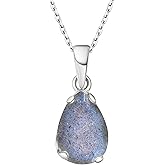 ADITA GOLD 925 Sterling Silver Labradorite Necklace - Teardrop Necklace - March Birthstone Necklace for Women Silver - Pear Labradorite Pendant - Silver Jewelry for Women - Minimalist Chain Necklace