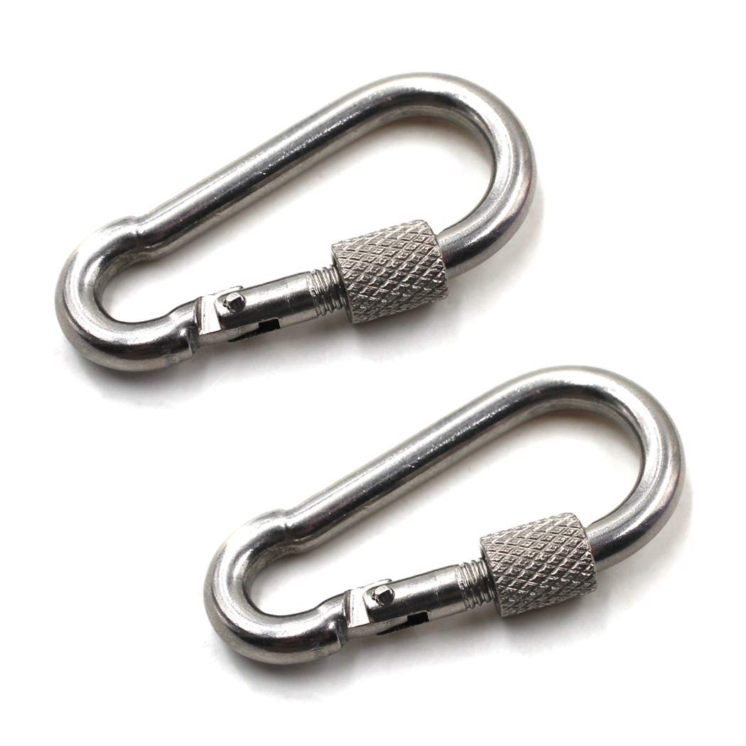 M11 Locking Carabiner Climbing Keychain 304 Stainless Steel Spring Snap Hook Clip Hook Pack Of 2