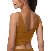 High Neck Sports Bra for Women Longline Full Coverage Sports Bras Medium Impact Padded Workout Crop Tops for Yoga Gym