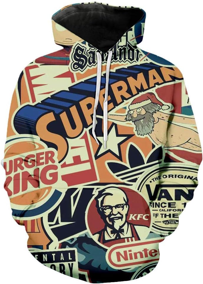 Hoodies KFC 3D Digital Printing Unisex Long-Sleeved Hooded Pullover Drawstring Pocket Sweatshirt Casual Loose Coat Hoodie