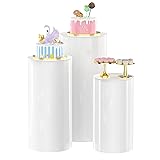 Putros Cylinder Pedestal Stands 3Pcs White Round