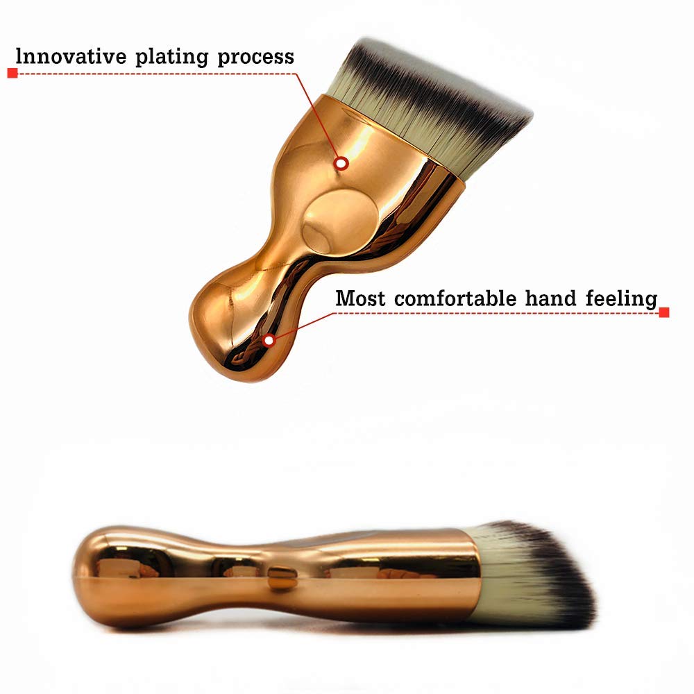 Angled Flat Foundation Brush High Density Face Body Kabuki Makeup Brush for Liquid Foundation Powder Cream Contour Buffing Stippling Blending: Beauty