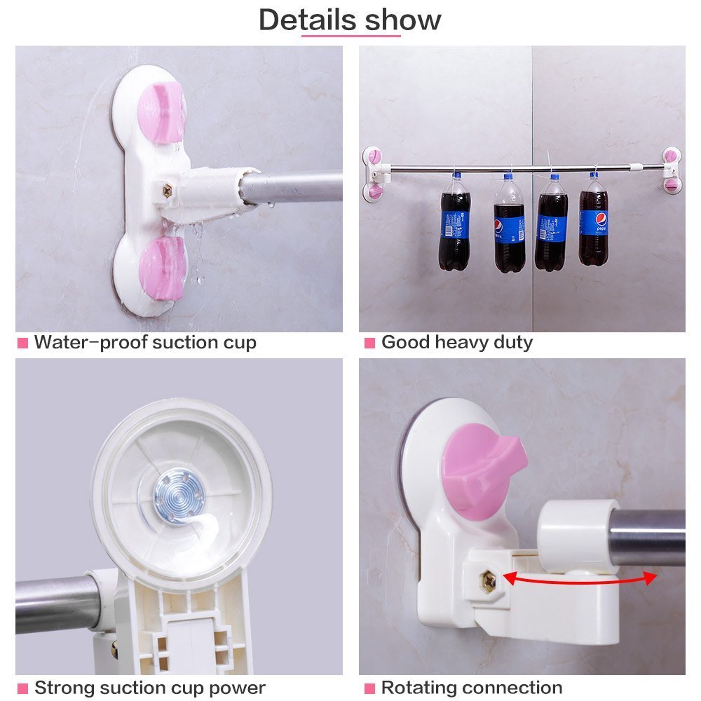 Baoyouni Curved Shower Curtain Rod Suction Cups L Shaped Corner