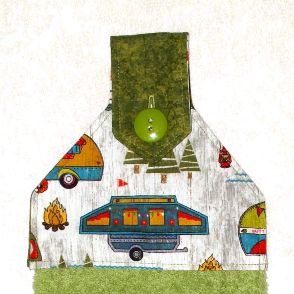 RV Camping Towel Pop Up Camper Trailer Sage Green Retro Camper Hanging Hand