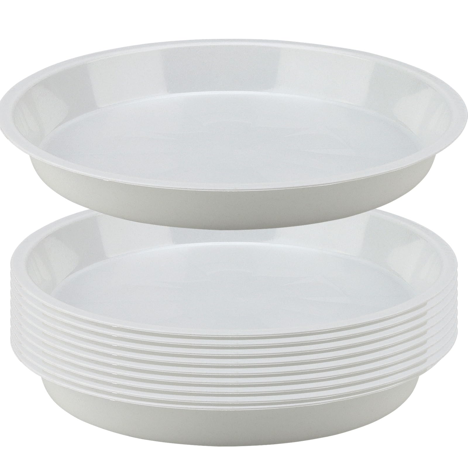 HAKZEON 10 Pack 30cm Plastic Plant Saucer,12 Inch Flower Plant Pot Drip Tray, Round Planter Saucer for Indoor and Outdoor, White Colour