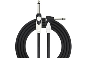 KIRLIN Cable LGI-202-10/BK 10-Feet Straight to Right Angle 1/4-Inch Plug LightGear Instrument Cable with Black PVC Jacket