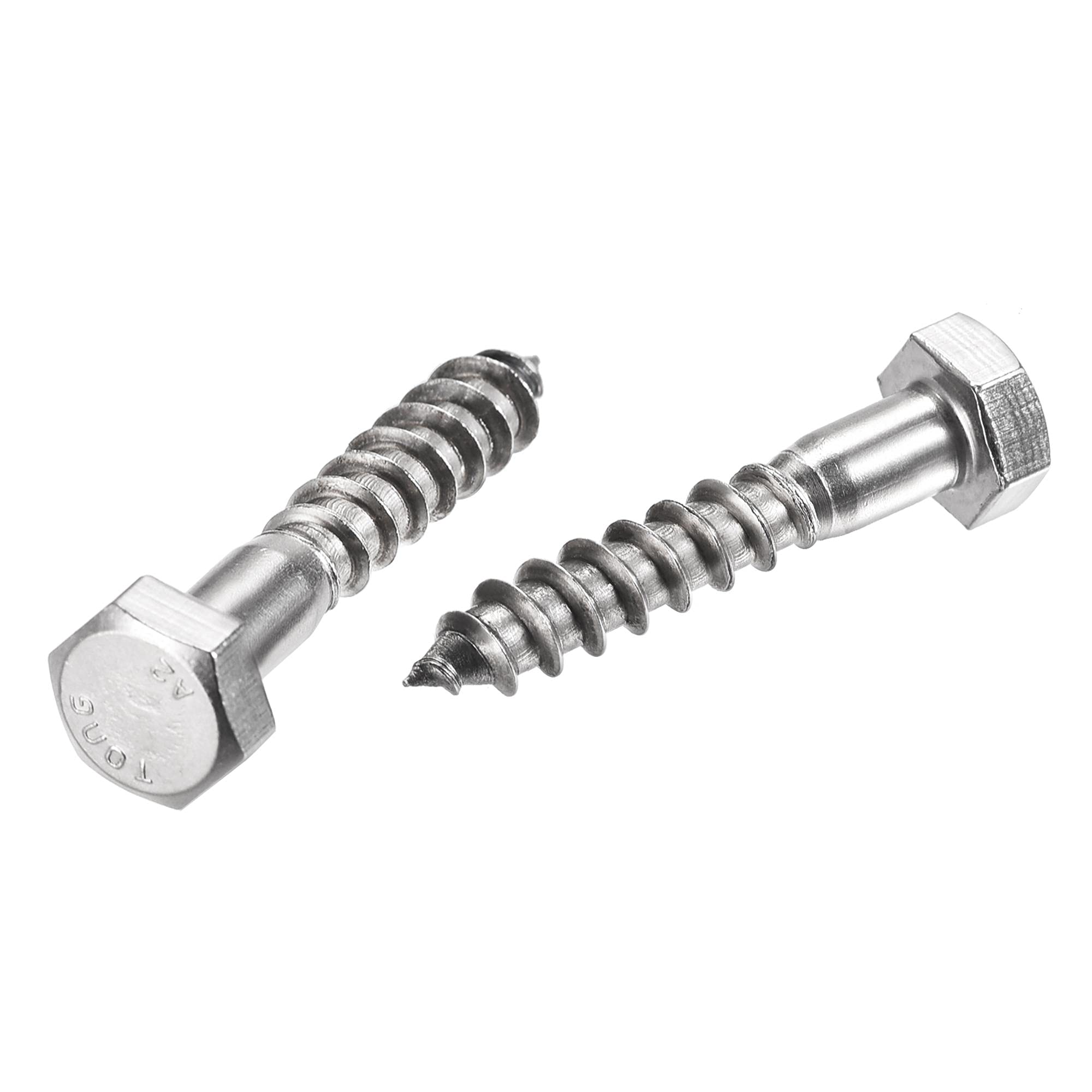 sourcing map Hex Lag Screws, M8 x 40mm 304 Stainless Steel Half Thread Self-Tapping Bolts for Wood Screw 10Pcs