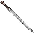 Maximus Roman Gladius 28 Inches Handmade Damascus Steel Historical Roman Empire Gladiator Sword Rosewood Handle with Leather Sheath