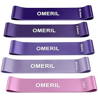 OMERIL Resistance Loop Exercise Bands with Instruction Guide and Carry Bag, Set of 5