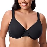 DELIMIRA Women's Inbarely Lift Full Coverage Bras Plus Size Unlined Supportive T Shirt Underwire Seamless Bra